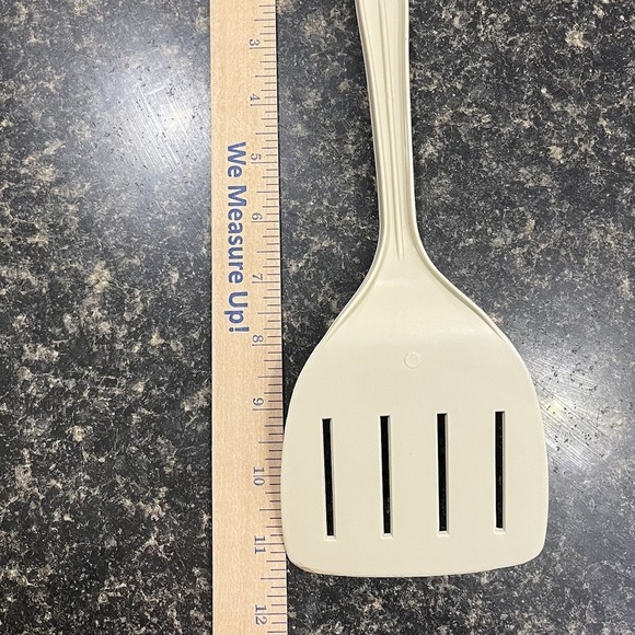 Vintage ENSAR Corp Wide Almond Nylon Slotted Spatula Heat Resistant Plastic - Picture 5 of 5